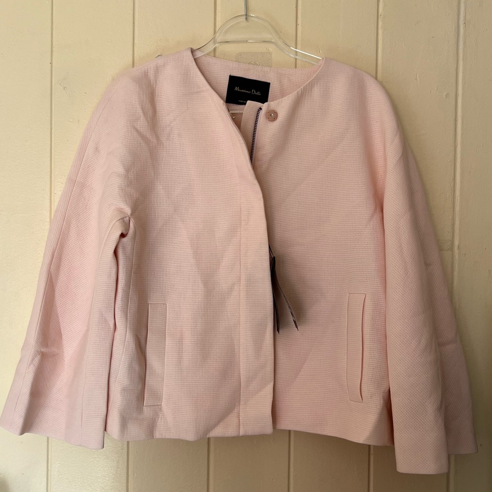 SOLD MASSIMO DUTTI Petal Pink Textured Jacket Size Medium FLAWED